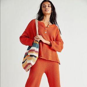 Free People Hailee Sweater Set Size Large Orange Baked Earth